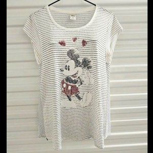 Disney Classic Mickey Mouse LC Striped Knit Top